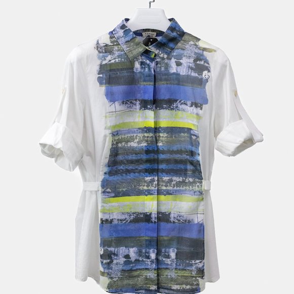 Akris Punto White Silk Watercolor Shirt